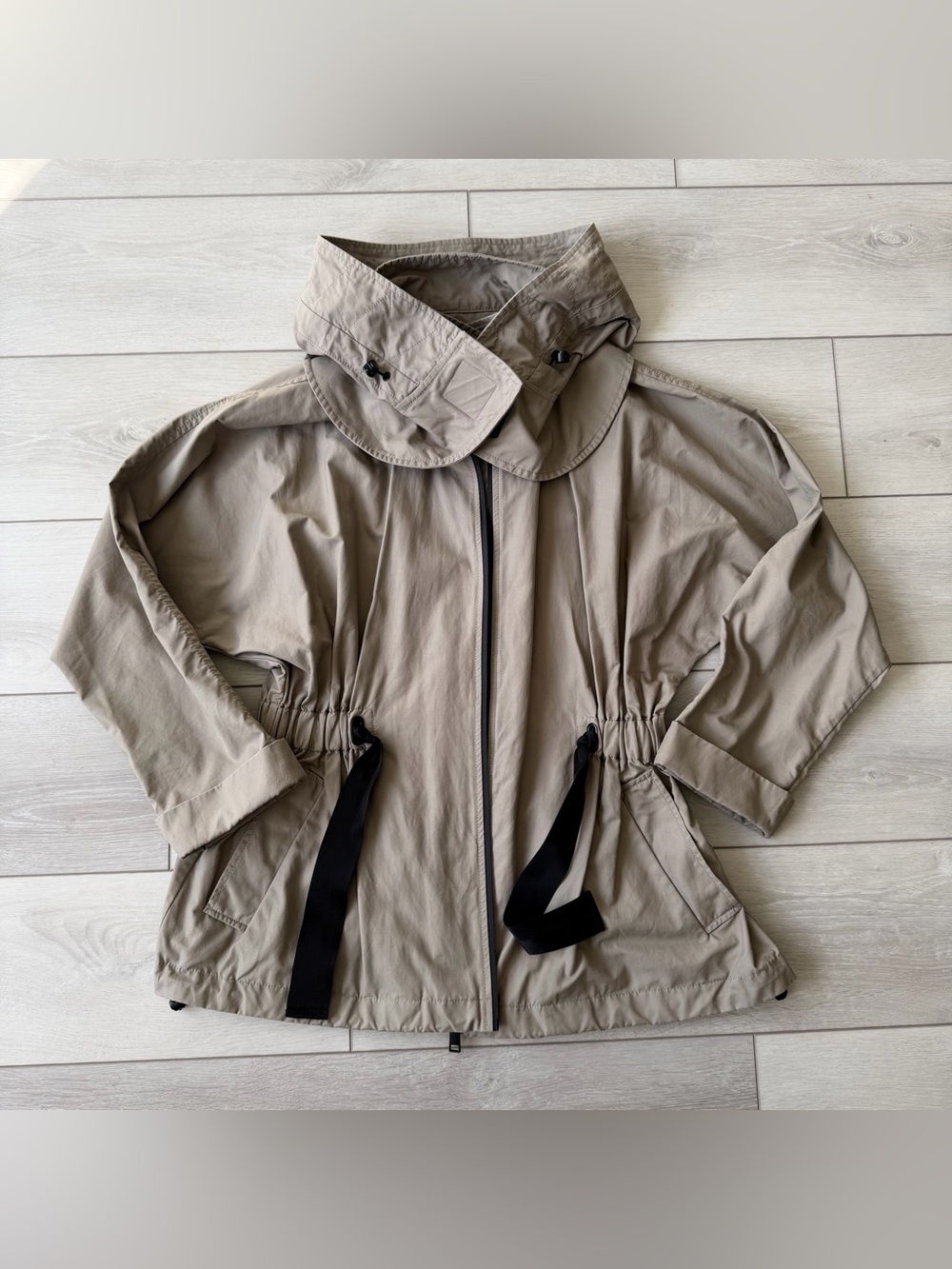 Zara Khaki Trench Coat Windbreaker Jacket M Tan Military